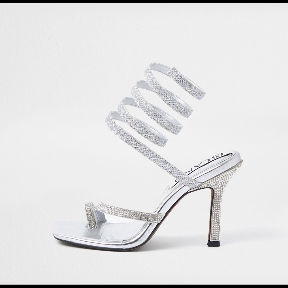River Island Diamante Wrap Heels